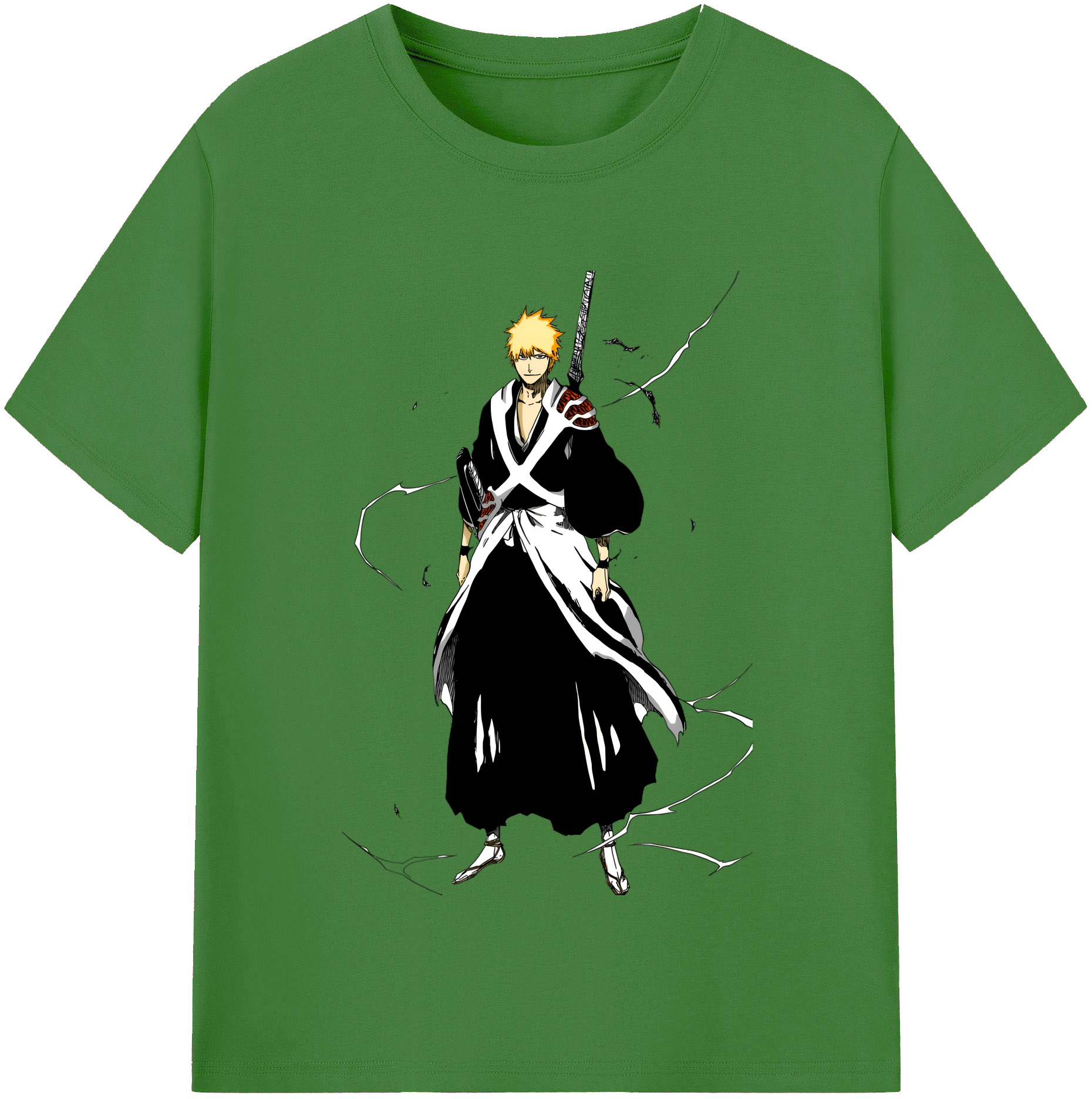 （画像用） ブリーチ 黒崎一護（くろさき いちご）BLEACH Kurosaki Ichigo レディースカジュアルプリントTシャツ（綿100％）